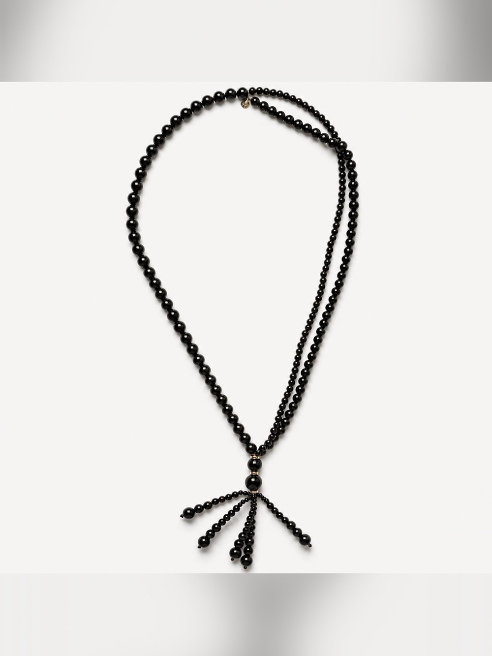 Black Obsidian  Beaded Multi-Strand Tassel Necklace - Women Jewelry